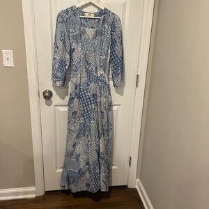 NEW NIBI MTK maxi dress, blue and white, size Medium